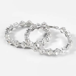 Thick Statement Hoops Premium Rhinestone Earrings