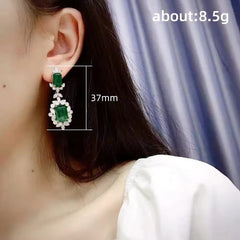 Super Luxurious Emerald Luxury Zirconium Earrings