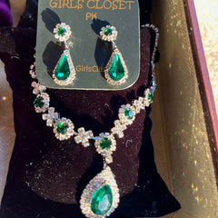 ZOE Icey Rhodium Plated Zirconium Set Emerald