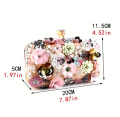 Hand Embroidered Floral Clutch Artistic 3D Clutch Bag