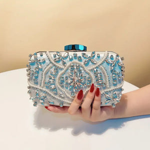 Glitterly Hand Crafted Deluxe Gemstone Clutch Bag