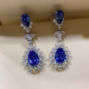 Super Deluxe Sapphire Cubic Zirconia Drop Earrings
