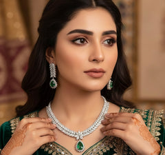 Georgina 18k White Gold Plated Swarovski Emerald Stone