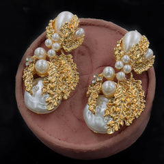 Glamatized Pearly Gold Exquisite Earrings