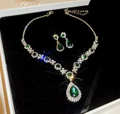 ZOE Icey Rhodium Plated Zirconium Set Emerald