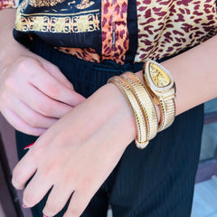 Luxurious Stainless Gold / Silver Plated Rhinestone Snake Head Watch