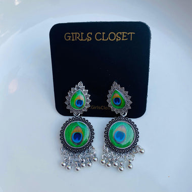 GC Peacock Feather Inspired Delicate Jhumkis