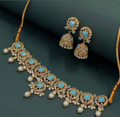 Square Pearl & Stone Choker Set Hand Crafted