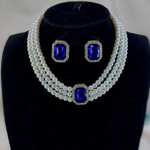 MAYA Silver Plated Pearl Studded Classic Set