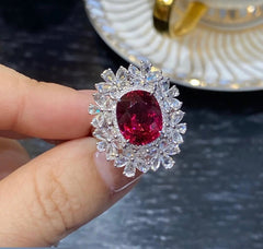 EVELYN Ruby Deluxe Adjustable Pure Silver Ring