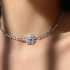 Josephine Majesty Flower Necklace Pure Silver