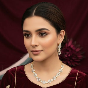 American Diamond Rich Spiral Gold Set