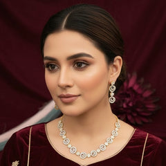 American Diamond Rich Spiral Gold Set