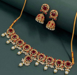 Square Pearl & Stone Choker Set Hand Crafted