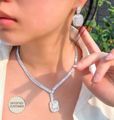 GC Alexa Luxurious Rhodium Plated Baguette Necklace Set