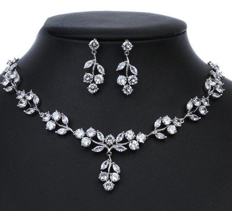 Crystal Floral Necklace Set