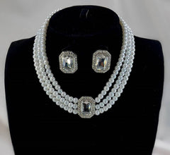 MAYA Silver Plated Pearl Studded Classic Set
