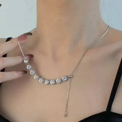 Sterling Silver Classic Zircon Studded Shiny Necklace