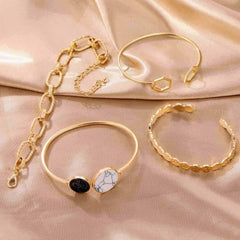 GC Pack Of 4 Octagon Curb Chain Bracelet Set