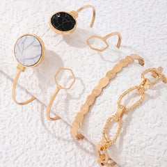 GC Pack Of 4 Octagon Curb Chain Bracelet Set