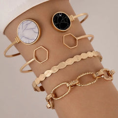 GC Pack Of 4 Octagon Curb Chain Bracelet Set