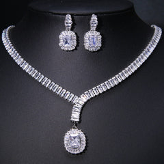 GC Alexa Luxurious Rhodium Plated Baguette Necklace Set