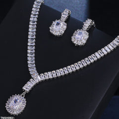 GC Alexa Luxurious Rhodium Plated Baguette Necklace Set