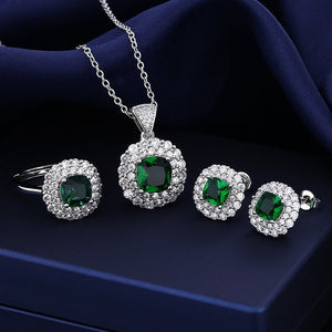 Statement Ariana Square Pendant Set With Adjustable Ring
