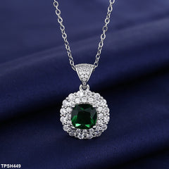 Statement Ariana Square Pendant Set With Adjustable Ring