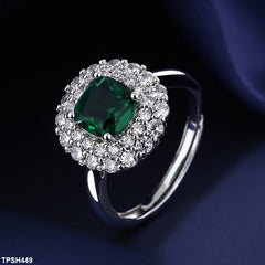 Statement Ariana Square Pendant Set With Adjustable Ring