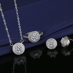 Chelsea Circle Layered Silver Plated Pendant Set