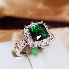 Elegant Square Tear Adjustable Pure Silver Ring