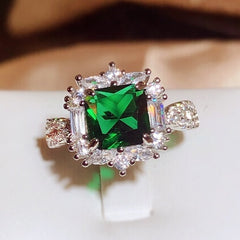 Elegant Square Tear Adjustable Pure Silver Ring