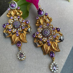 GC Hand Crafted Floral Festive Earrings Gold Plated Zircon
