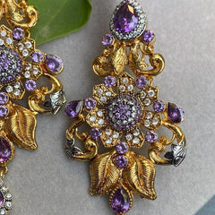 GC Hand Crafted Floral Festive Earrings Gold Plated Zircon