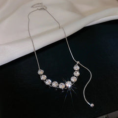 Sterling Silver Classic Zircon Studded Shiny Necklace