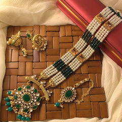 ANITA Deluxe Kundan Maala Set (Forest Green)