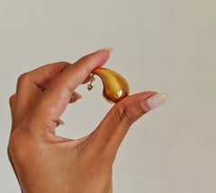 Gold Plated Chunky Water Drop Statement Hoops