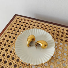 Gold Plated Chunky Water Drop Statement Hoops