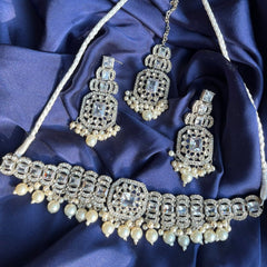 Silver Crystal Shimmering Shiny Choker Deluxe Set