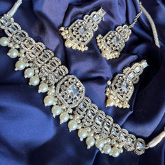 Silver Crystal Shimmering Shiny Choker Deluxe Set