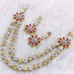 GC One Carat Floral Necklace Set With Real Multi Stone
