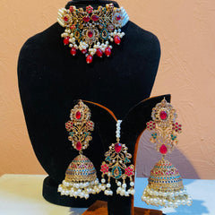 MADHURI Premium Nauratan Detailed Aesthetic Choker Set