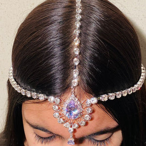 GC Crystal Drop Hair Maatha Patti Indian Rhinestone Luxurious