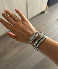 Luxurious Serpent Stainless Gold / Silver Plated Rhinestone Snake Head Watch