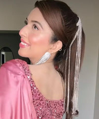 Deluxe Tassel Earrings & Head Wear Rhinestone Barbie Combo (Silver)