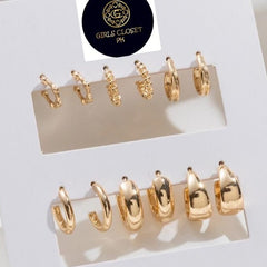 GC Pack Of 6 Twisted Thick & Sleek Hoops