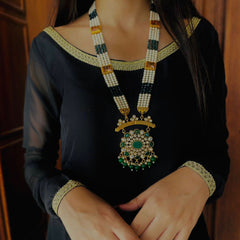 ANITA Deluxe Kundan Maala Set (Forest Green)
