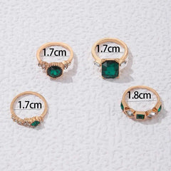 Pack Of 4 Stacked Bohemian Trending Rhinestone Rings