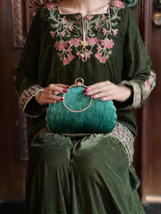 GC Signature Textured Velvet Clutch Bag